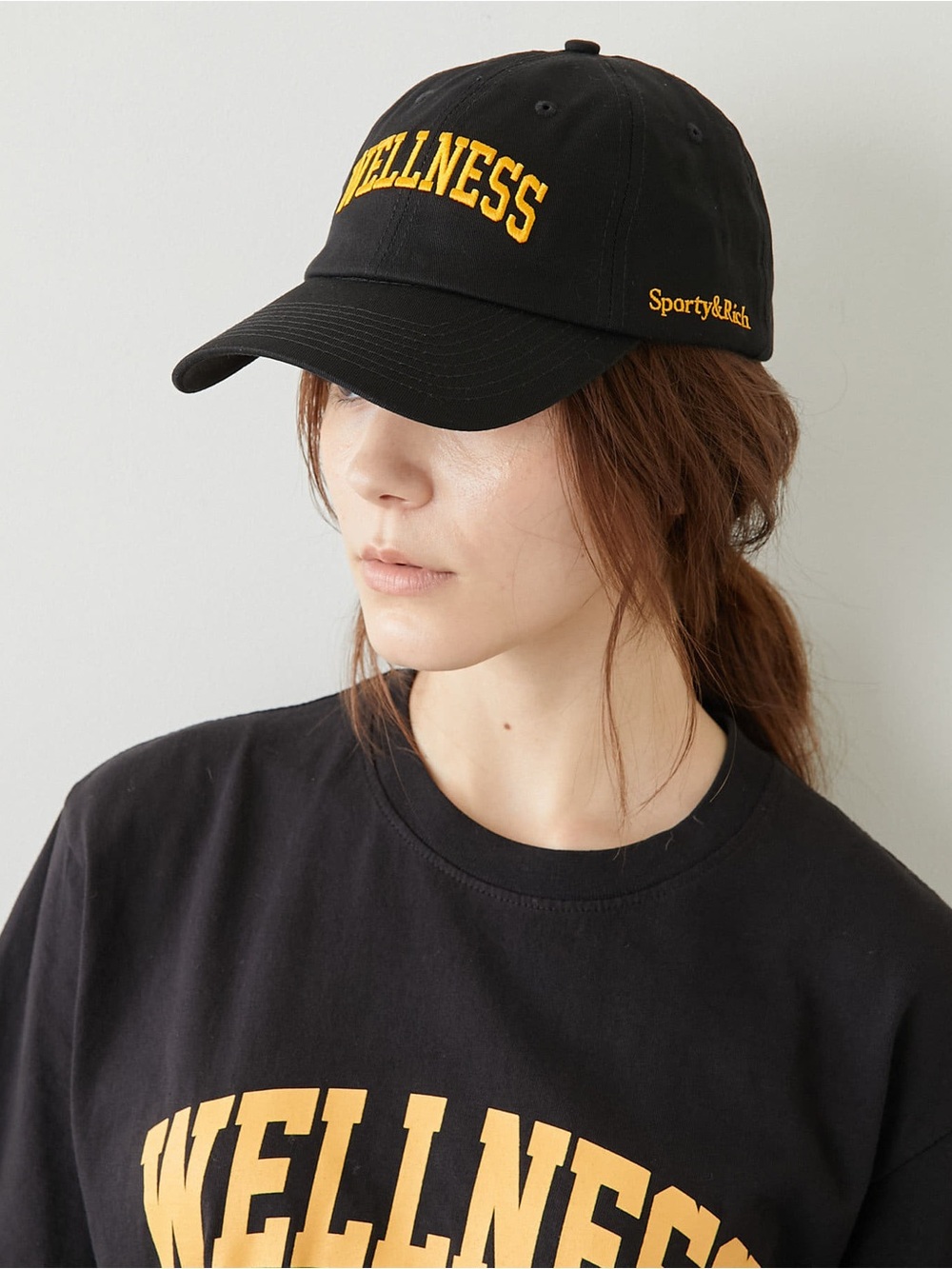 Sporty & Rich Black and Yellow 'Wellness' Cap